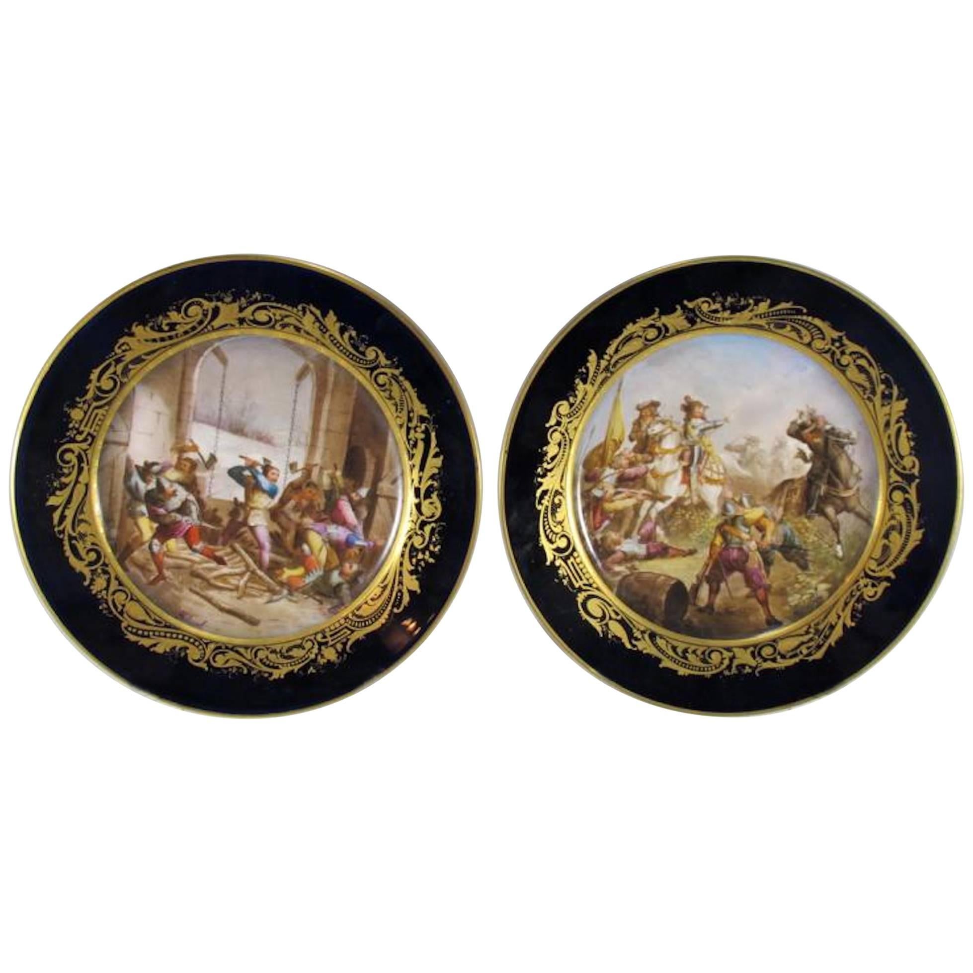19th Century Antique French Sevres Pair of Porcelain Plates