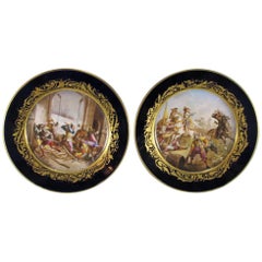 19th Century Antique French Sevres Pair of Porcelain Plates