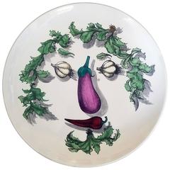 Retro Piero Fornasetti Vegetable Face Ceramic Plate, Arcimboldesca Pattern