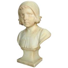 19th Century Finely Carved Marble Sculpture of Dutch Young Girl, circa 1880