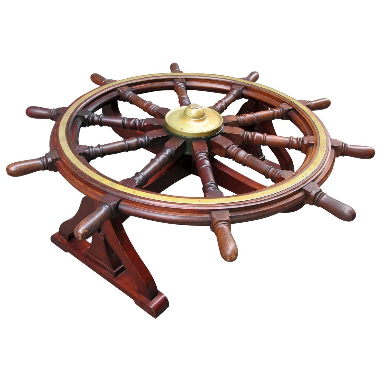 18th Century English Mahogany Frigate Ship's Wheel Coffee Table