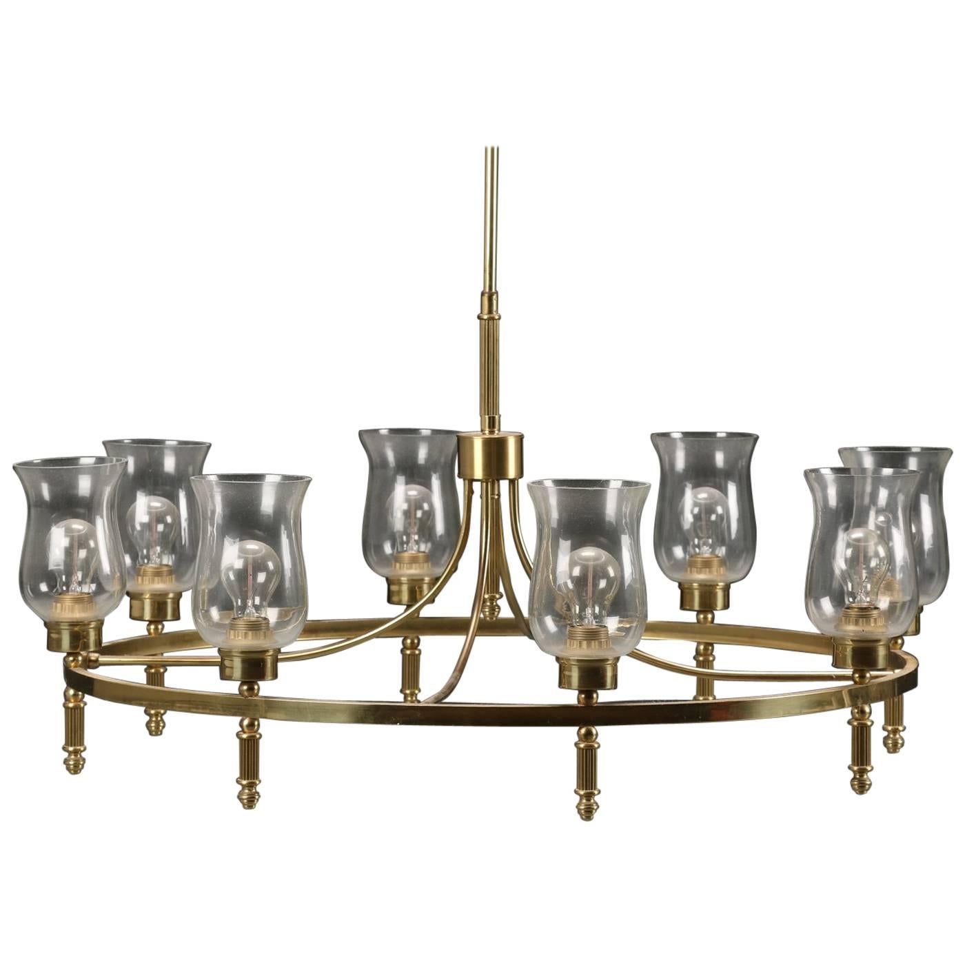 Beautiful Large Brass Chandelier by Svend Mejlstrøm