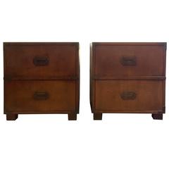 Pair of Baker Campaign Side Tables