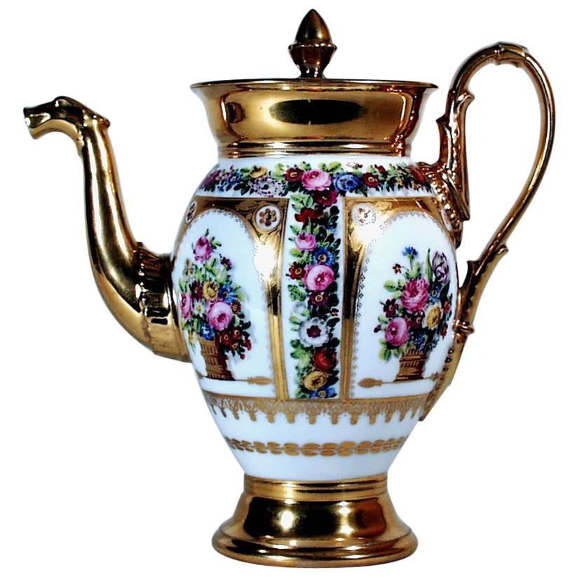 Paris Porcelain Botanical Coffee Pot and Cover