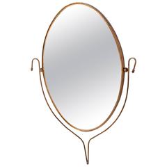 Mid-Century Modern Italian Brass Oval Mirror 12