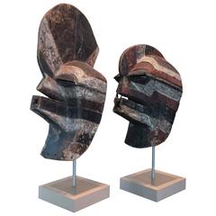 Songye Tribe Kifwebe Masks, Pair 9