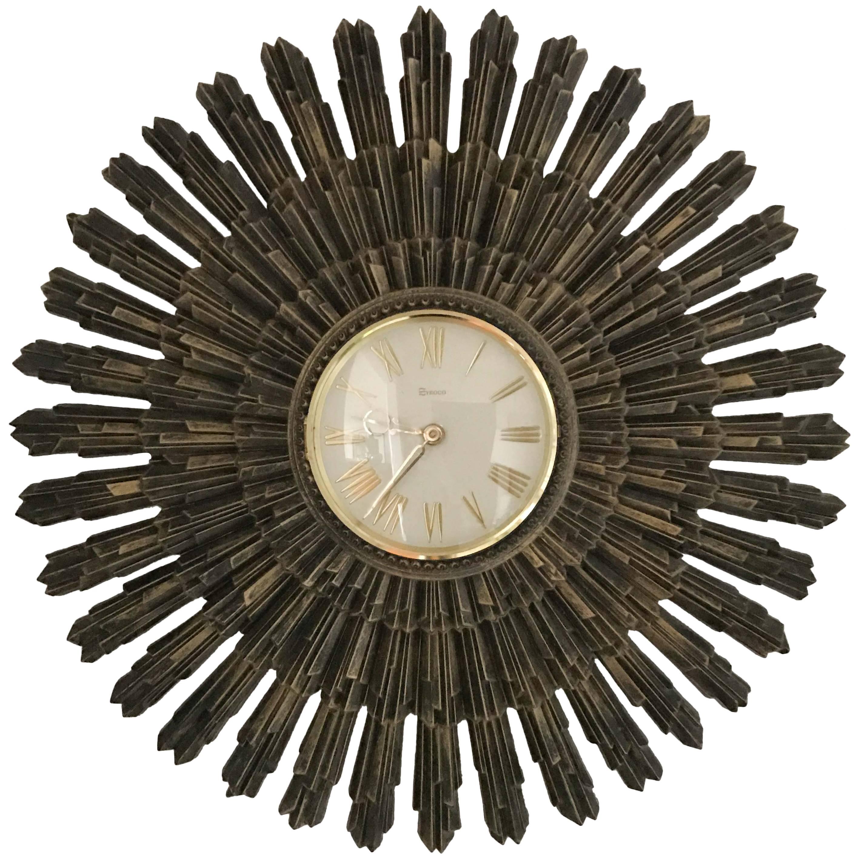 Syroco Starburst Wall Clock For Sale