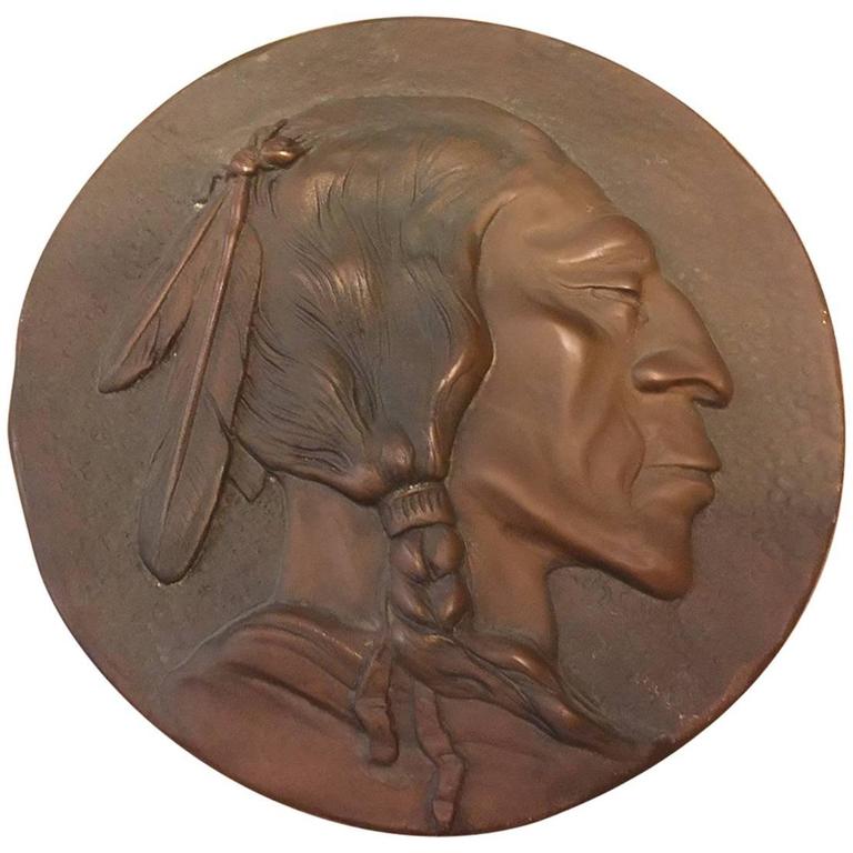 Unique Bronze Indian Head Plaque James Earle Fraser Buffalo Nickel