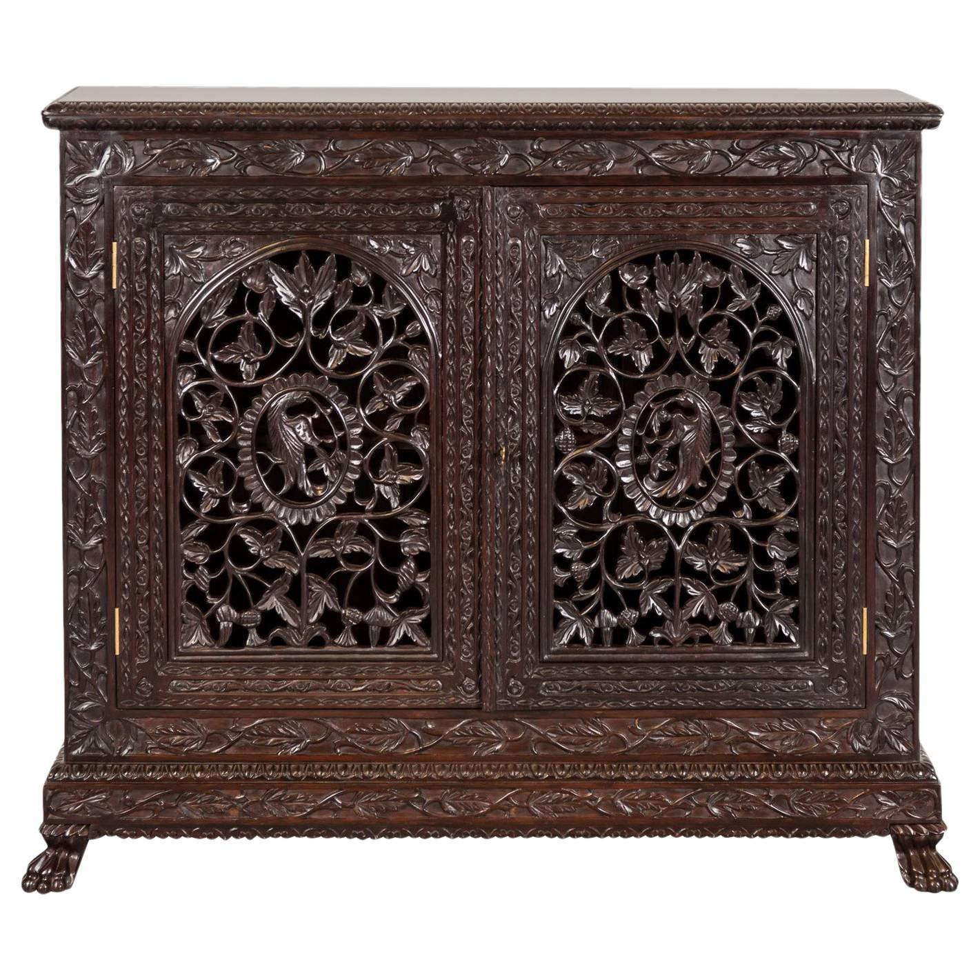 Antique Anglo-Indian or British Colonial Rosewood Cabinet For Sale