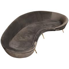 Huge Italian Velvet Sofa in the Style of Paolo Buffa, circa 1960