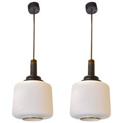 Beautiful Pair of Italian Opaline Glass Chandelier, circa 1960 Beautiful Pair of Italian Opaline Glass Chandelier, circa 1960