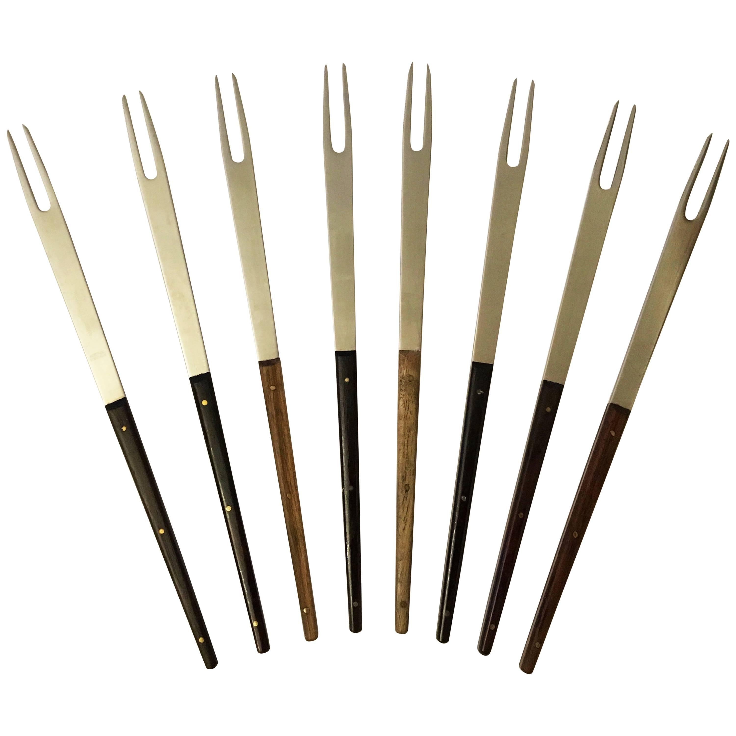 Stainless Hardwood Fondue Forks by Carl Auböck for Amboss Austria