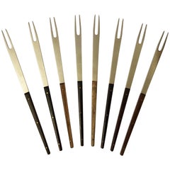 Retro Stainless Hardwood Fondue Forks by Carl Auböck for Amboss Austria