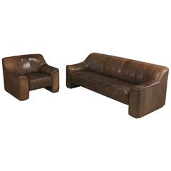 De Sede DS44 Three-Seat Sofa and Lounge Armchair