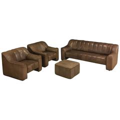 De Sede DS44 Three-Seat Sofa, Two Lounge Armchairs and Ottoman