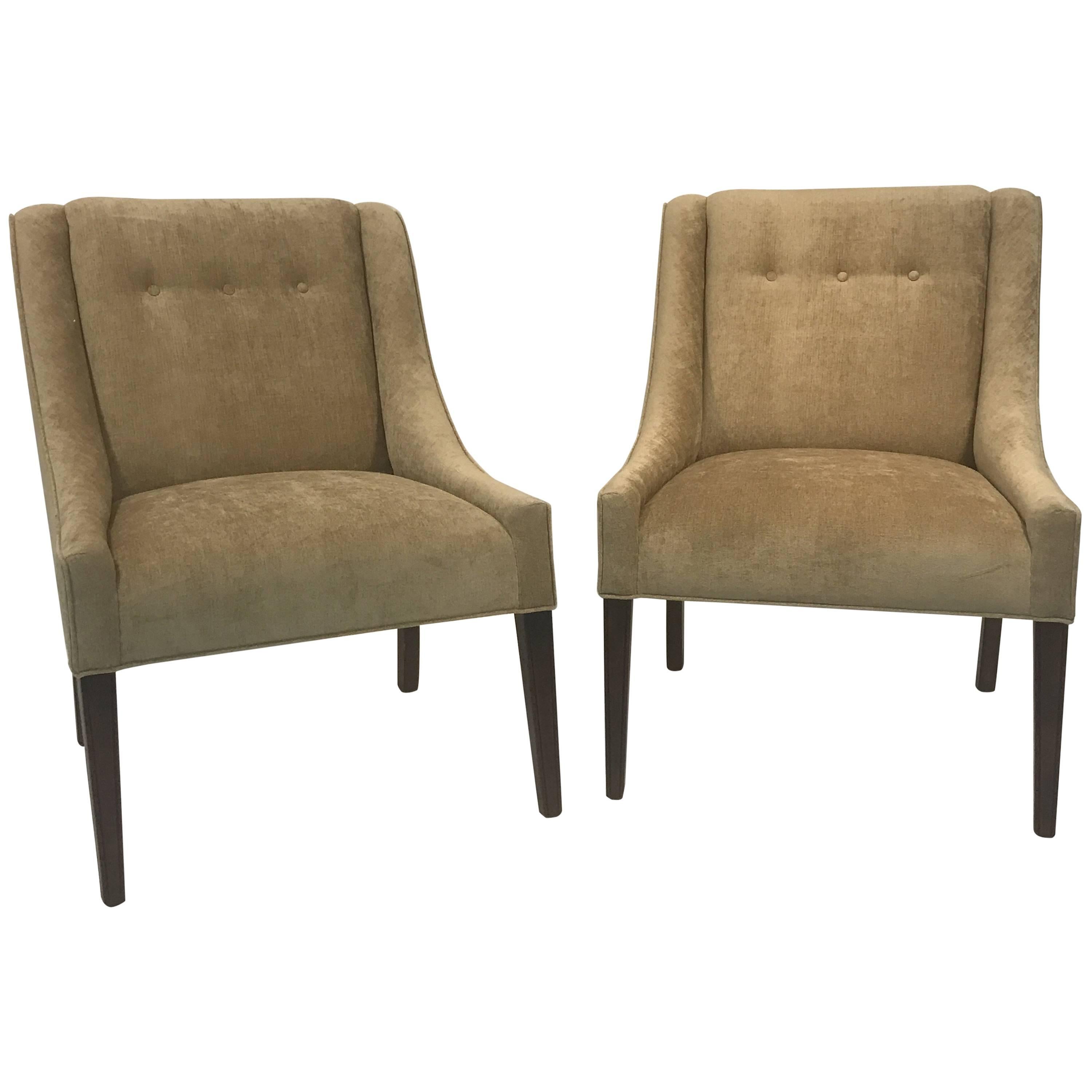 Elegant Pair of Slipper Chairs in the Manner of Edward Wormley For Sale