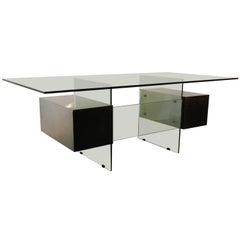 Vintage Xavier Marbeau 1970s "Estéral" Stainless Steel, Wood and Glass Desk