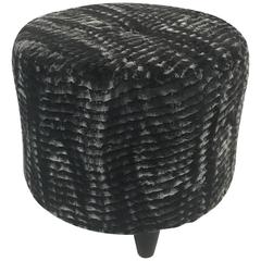 Vintage Fantastic Stool in the Style of Jean Royère in a Faux Chinchilla Print Fur