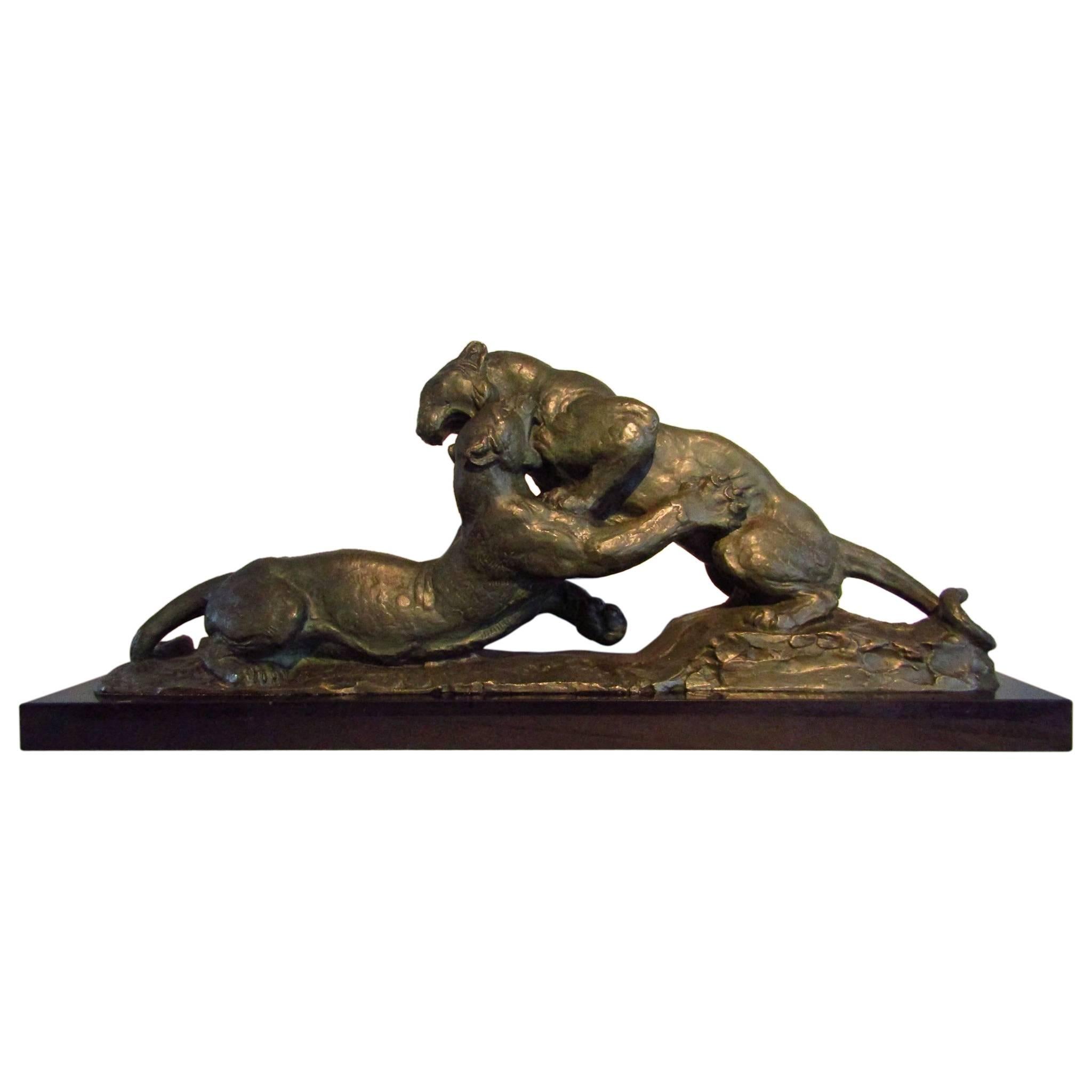 French Art Deco Bronze Panther by Robert