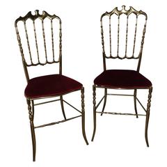 Italian Brass Chiavari Chairs, 1960s, Set of Two