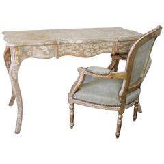 Vintage Crackle Finish Maple Desk in the Louis XV Style