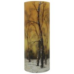  Important Daum Enameled Glass 'Winter Landscape' Vase
