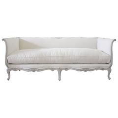 20th Century French Louis XV Daybed Style Sofa Upholstered in Belgian Linen