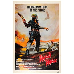 Original Retro Sci-Fi Movie Poster, Mad Max, Mel Gibson & Music by Brian May