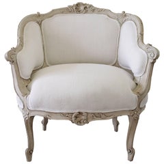 19th Century Marquis Carved and Painted Louis XV Style Chair