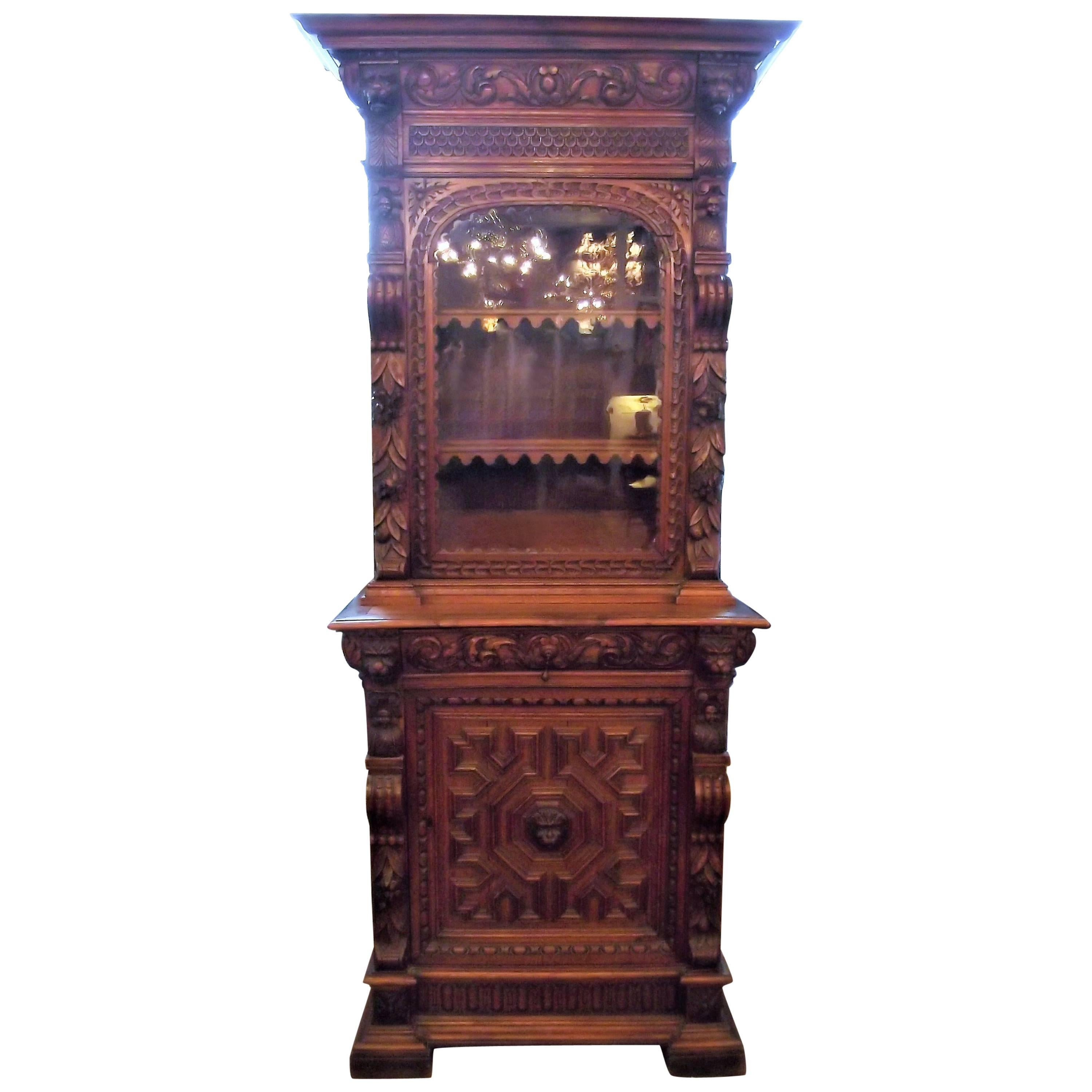 19th Century Hand-Carved Display Cabinet