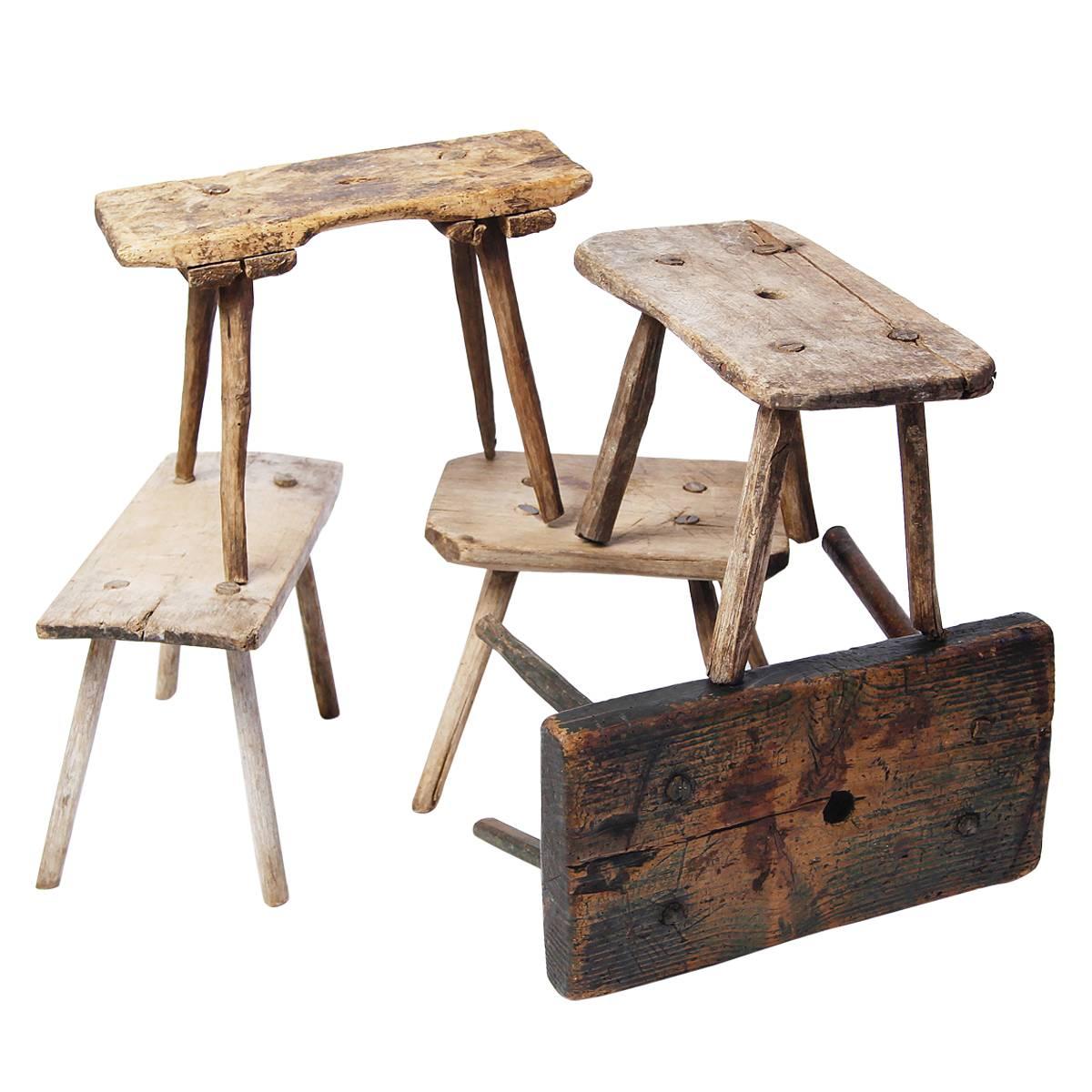 Three Swedish Milking Stools