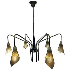 Italian Chandelier in Brass, circa 1960