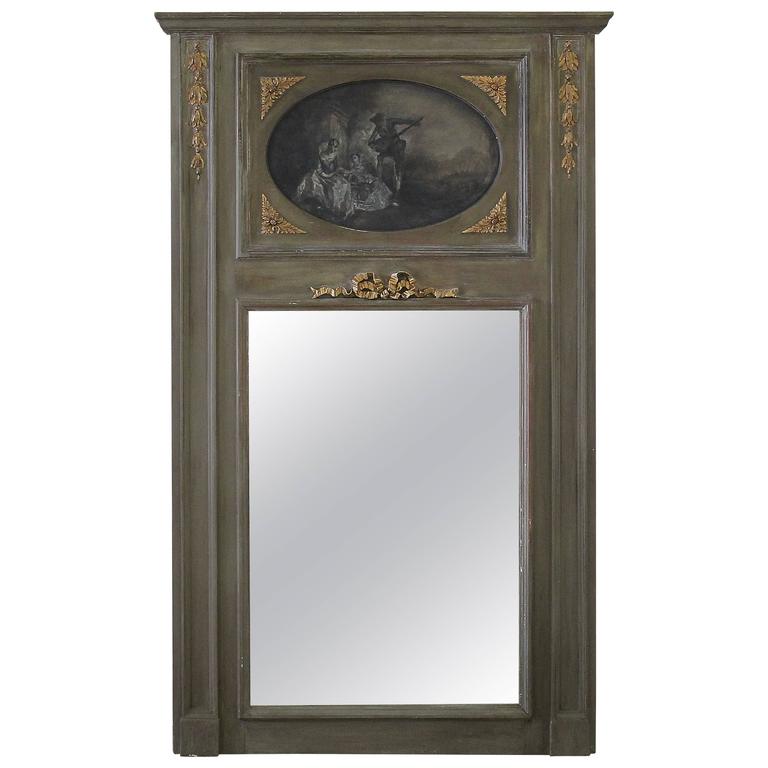 Painted French Trumeau Mirror For Sale at 1stdibs