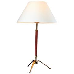 Midcentury Brass and Leather Table Lamp in the Style of Adnet 2