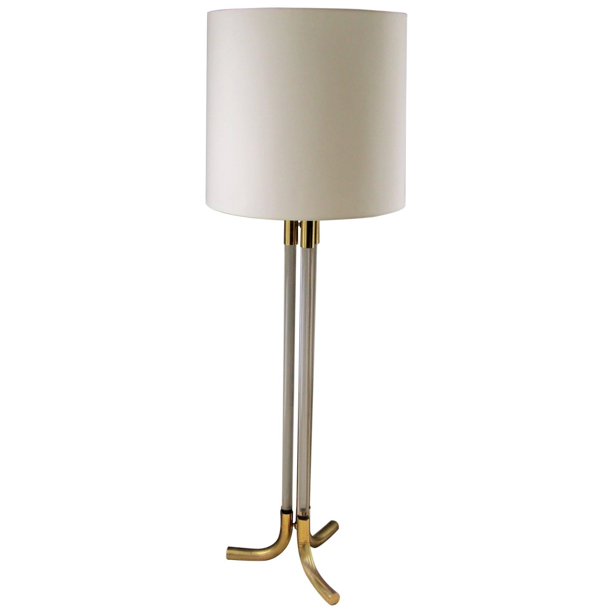 Midcentury brass and Lucite Floor lamp, Italy, 1960s