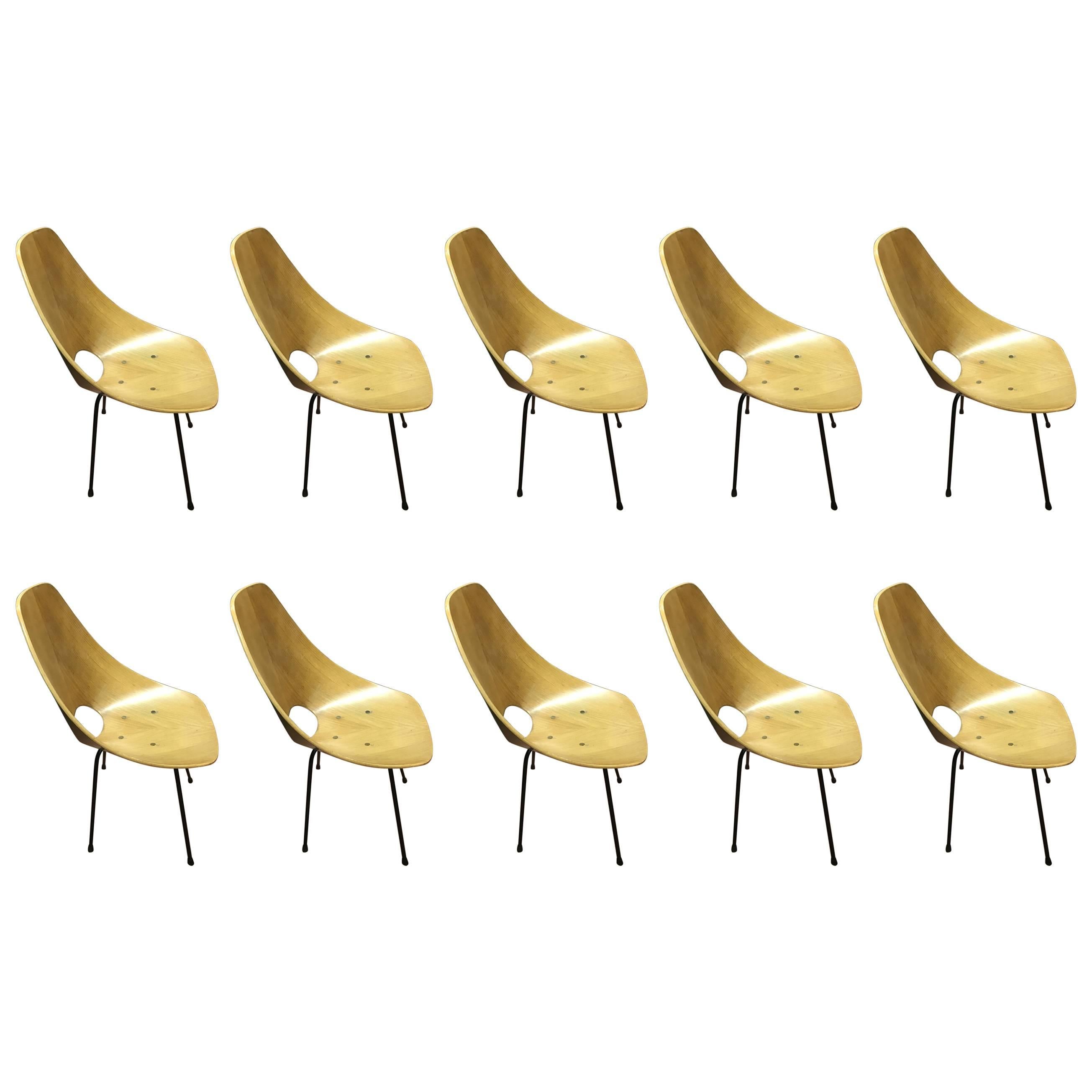 Fantastic Set of Ten Medea Chairs By Vittorio Nobili Signed, circa 1960
