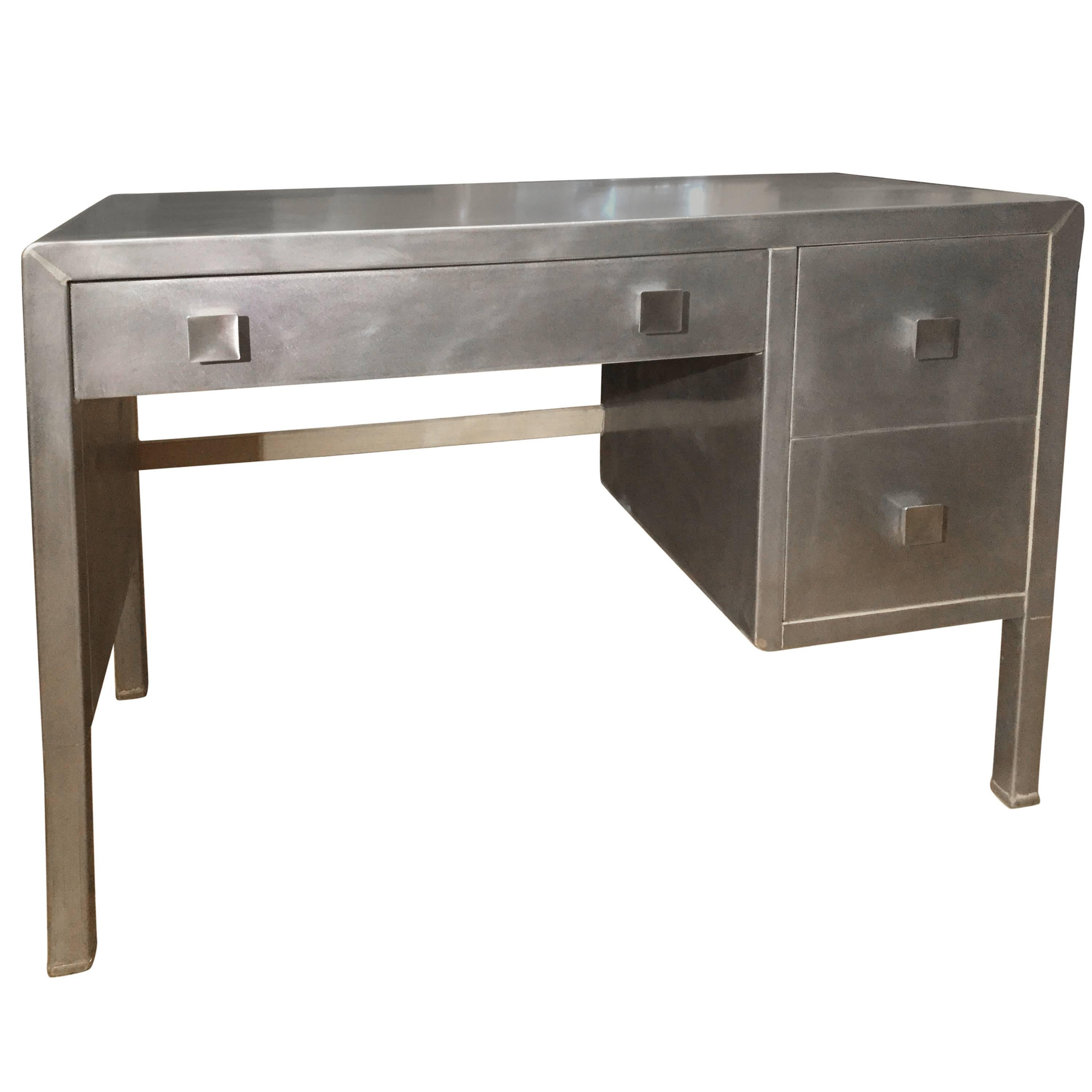 MCM Industrial Steel Desk by Bel Geddes For Sale