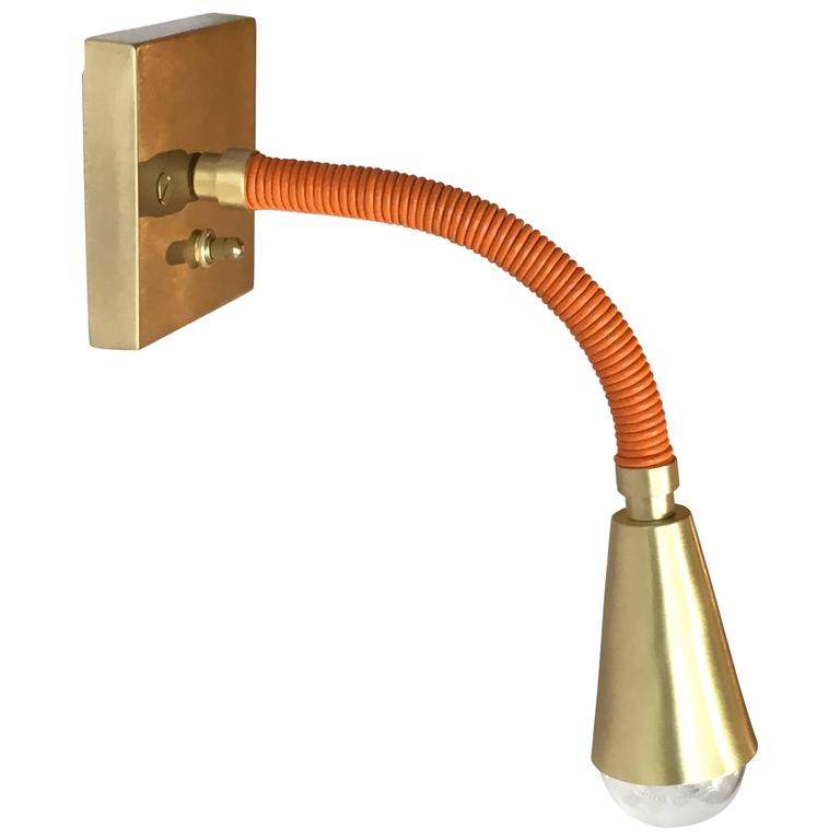 Meander Leather and Brass Customizable Flexible Reading Light For Sale at 1stdibs