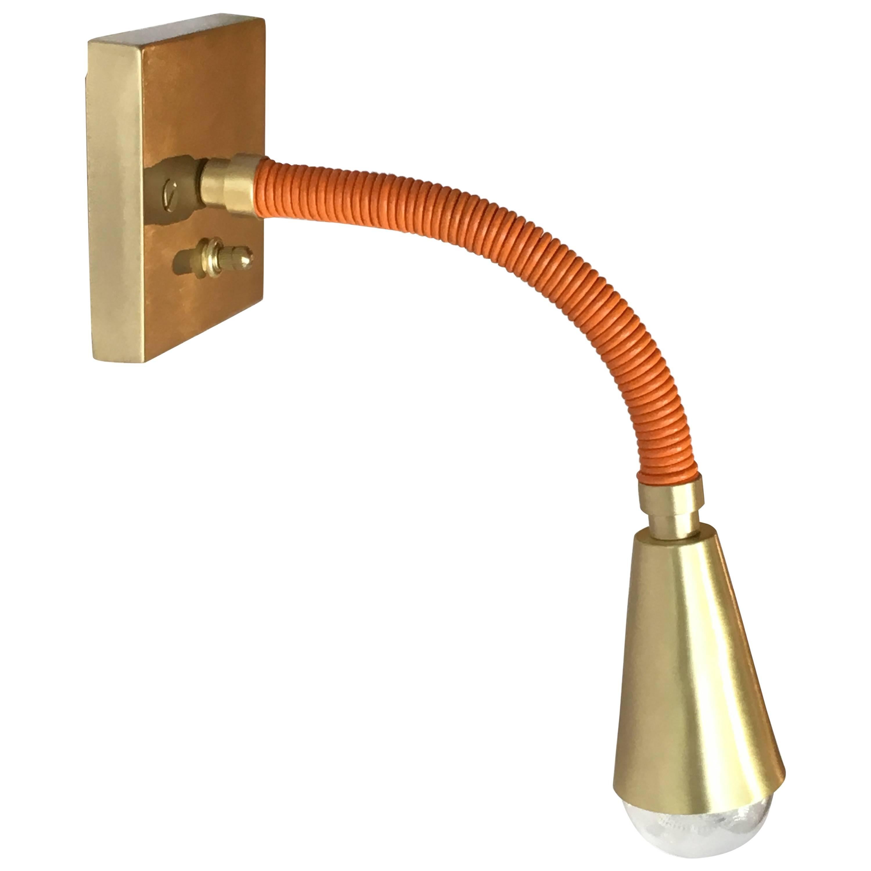 Meander Leather and Brass Flexible Single Sconce