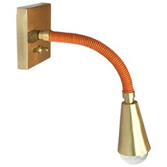 Meander Leather and Brass Flexible Single Sconce