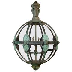 Enormous (2.5m high) Very Rare Classical Style Copper Globe Lantern 