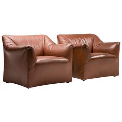 Mario Bellini for Cassina Pair of Leather Lounge Chairs