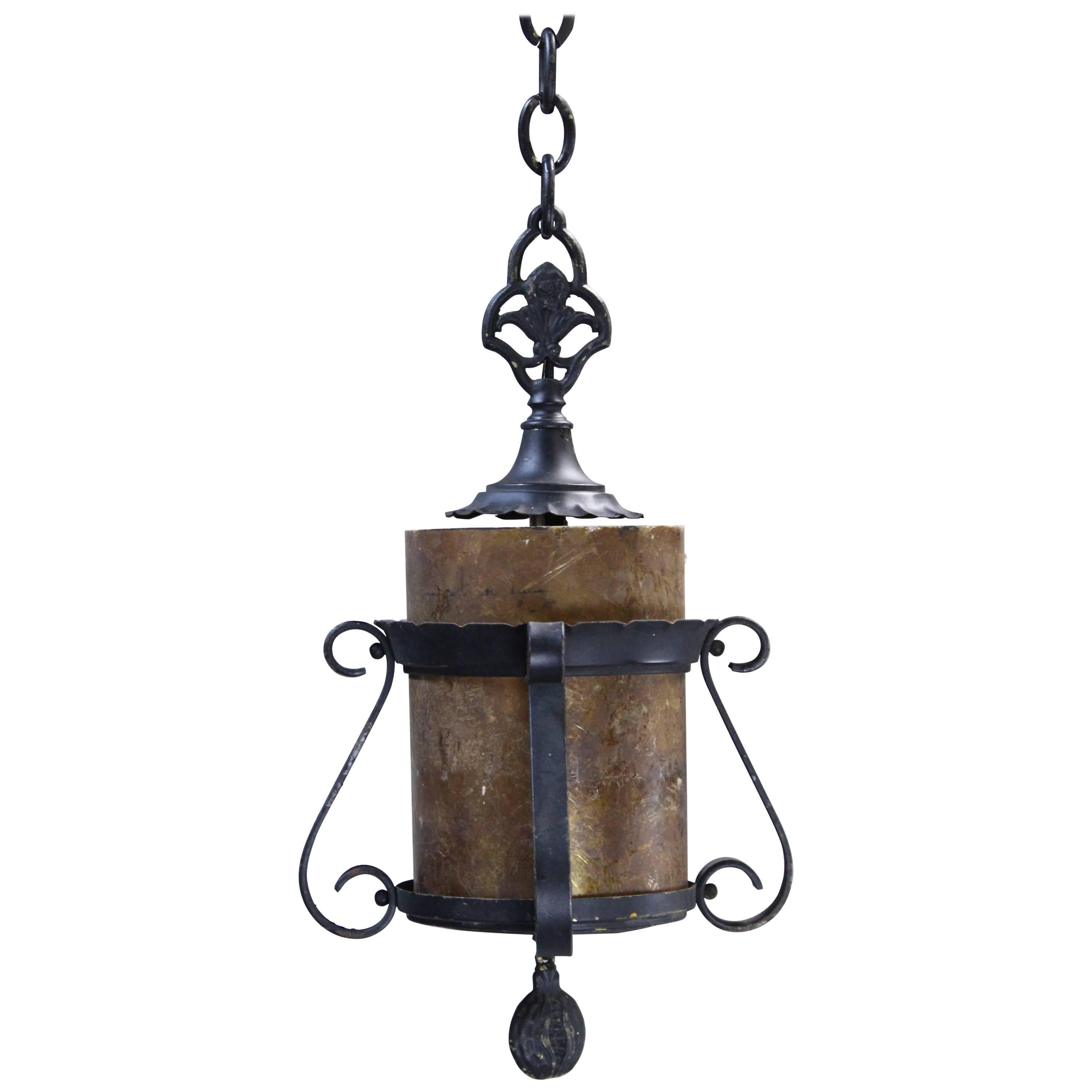 1920s Spanish Revival Pendant Light with Mica For Sale