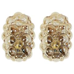 Pair of Amber Bubble Glass Sconces by Helena Tynell, Limburg, Germany