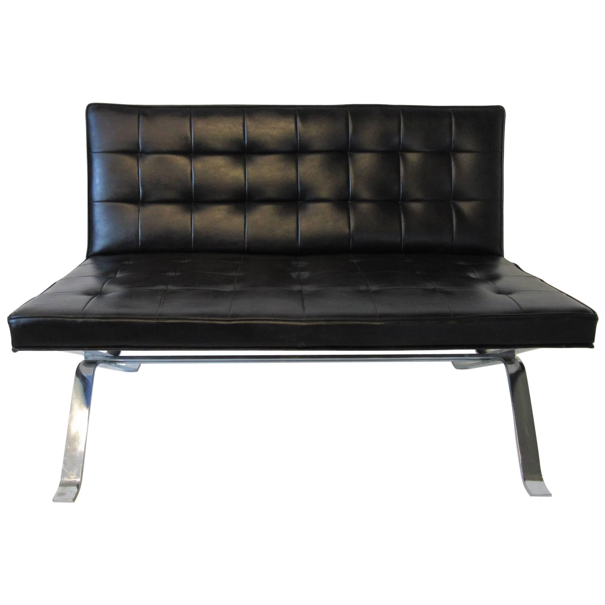 Robert Haussmann Barcelona Loveseat in the Style of Van Der Rohe