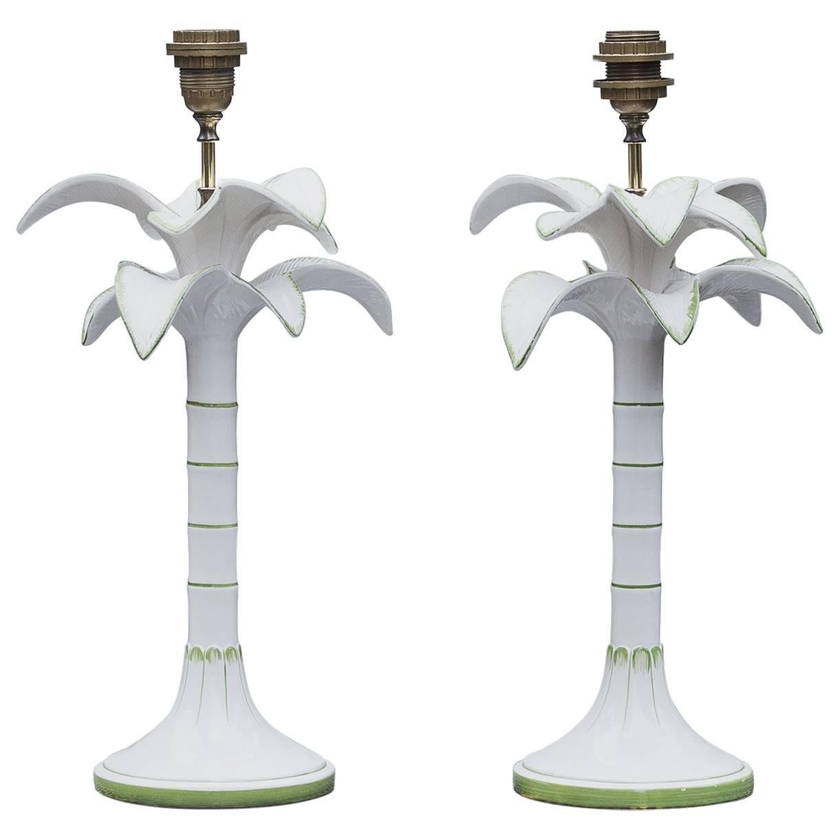Palm Porcelain Table Lamps, Italy, 1968