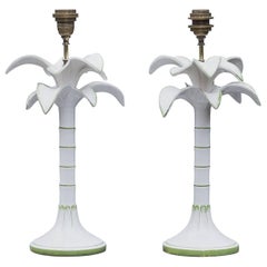 Palm Porcelain Table Lamps, Italy, 1968