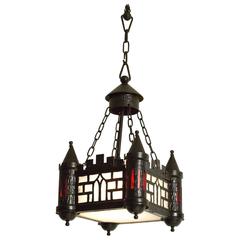 Rare Gothic Revival Hall Lamp, 1930s