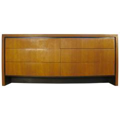 Walnut and Black Six-Drawer Dresser Attributed to Milo Baughman for Dillingham