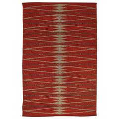 Swedish Reversible Rölakan Rug with Kilim Type Pattern 3